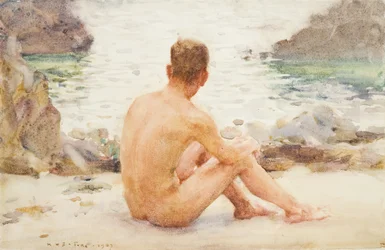Charlie sentado na areia, 1907